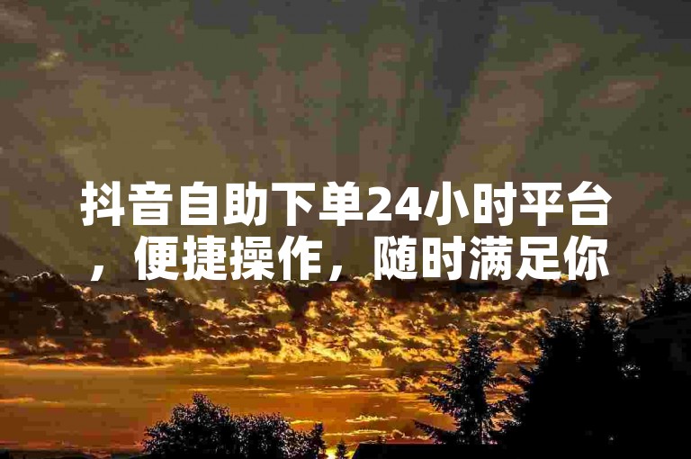 抖音自助下单24小时平台，便捷操作，随时满足你的需求。